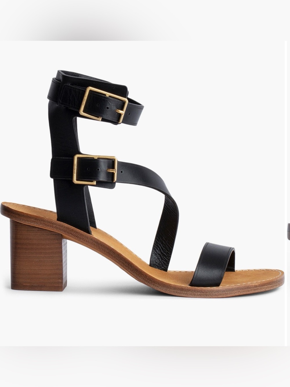 Zadig & Voltaire Cecilia Caprese Block Heel Sandals Women's Black 39 US 9 NEW